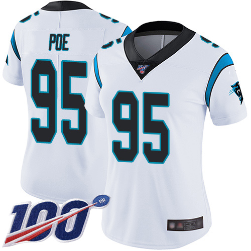 Carolina Panthers Limited White Women Dontari Poe Road Jersey NFL Football #95 100th Season Vapor Untouchable